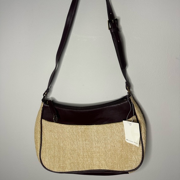 ✨Etienne Aigner Nwt! Medium size Woven Jute bag with Brown leather exterior ✨vtg - Picture 5 of 6